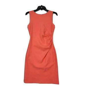 Kenneth Cole Dress Size 2 Coral Women Fully Zipper Stretch Sheath Sleeveless